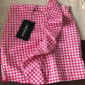 Red gingham ruffle skirt